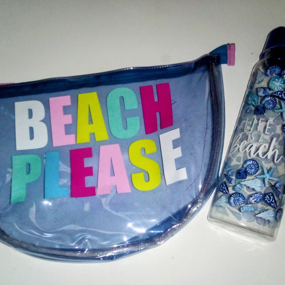 Colorful Beach Please Pouch and Bottle Set